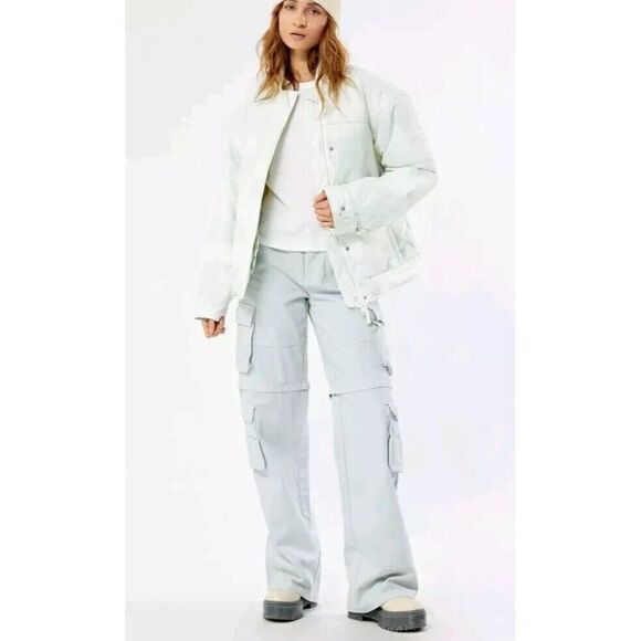 Free People Movement Bunny Slope Printed Puffer Ski Jacket Size XS Mountain Mist - Picture 5 of 6